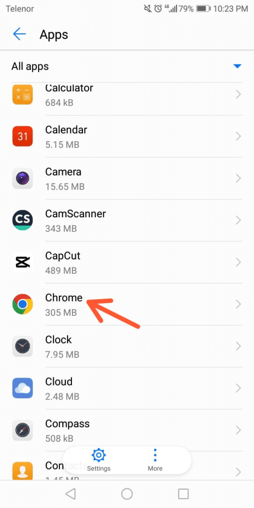 Select the chrome app