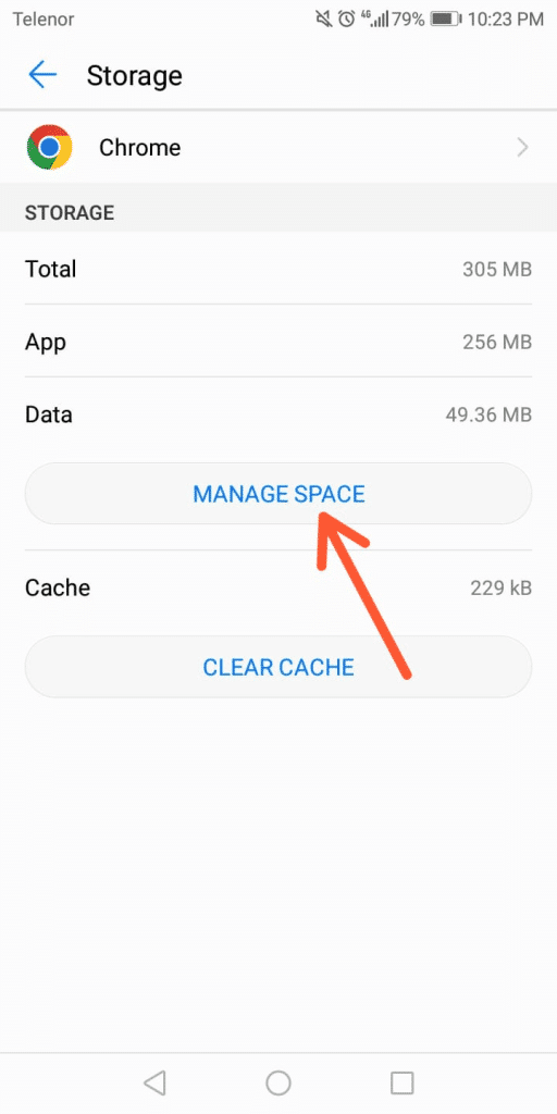 click on manage space